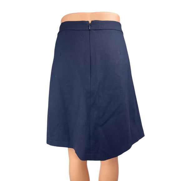 Brooks Brothers Red Fleece Womens Navy Wool Zip Knee Length Wrap A-line Skirt 8 - Picture 2 of 4